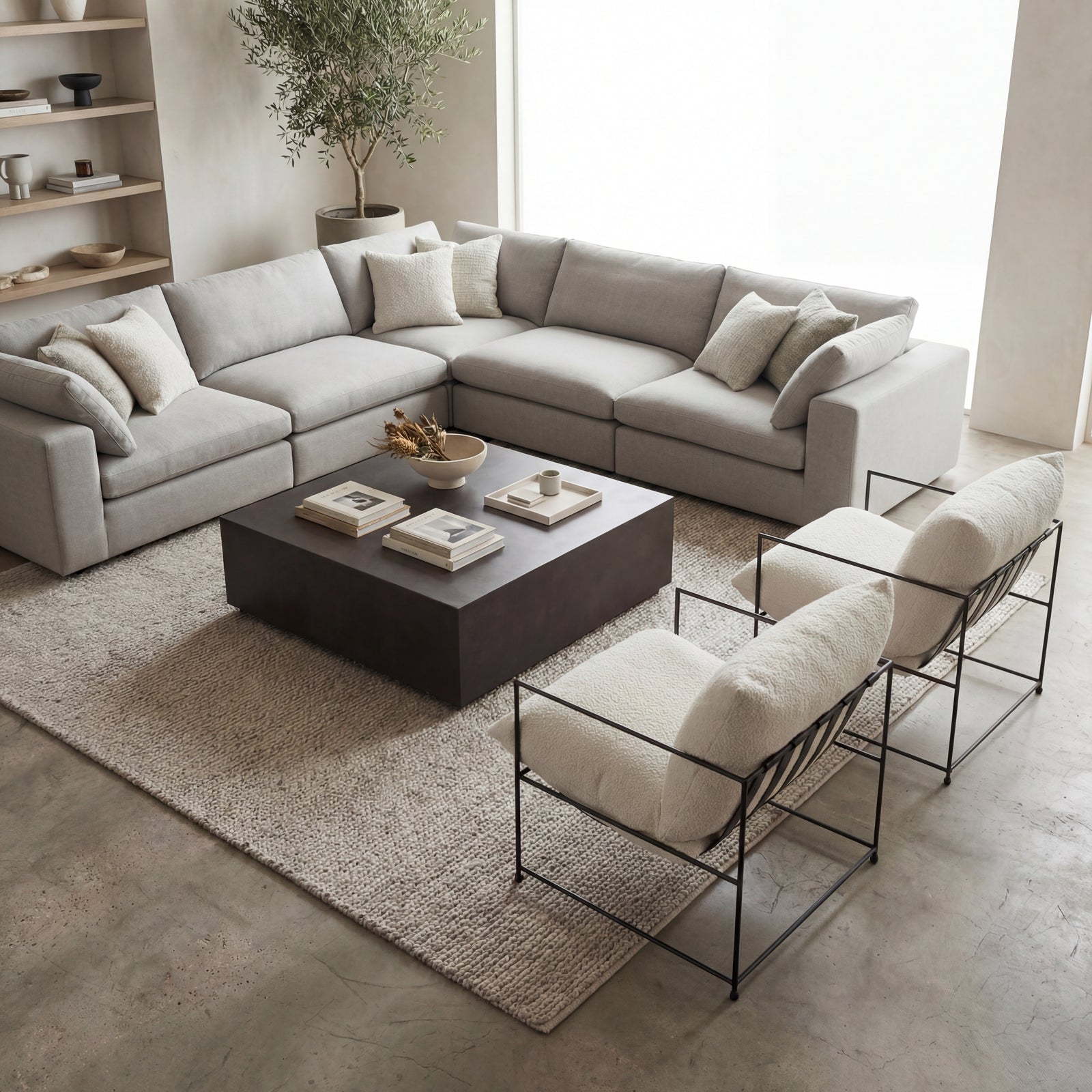 Bloc Square Indoor/Outdoor Concrete Coffee Table - Lava Brown lifestyle