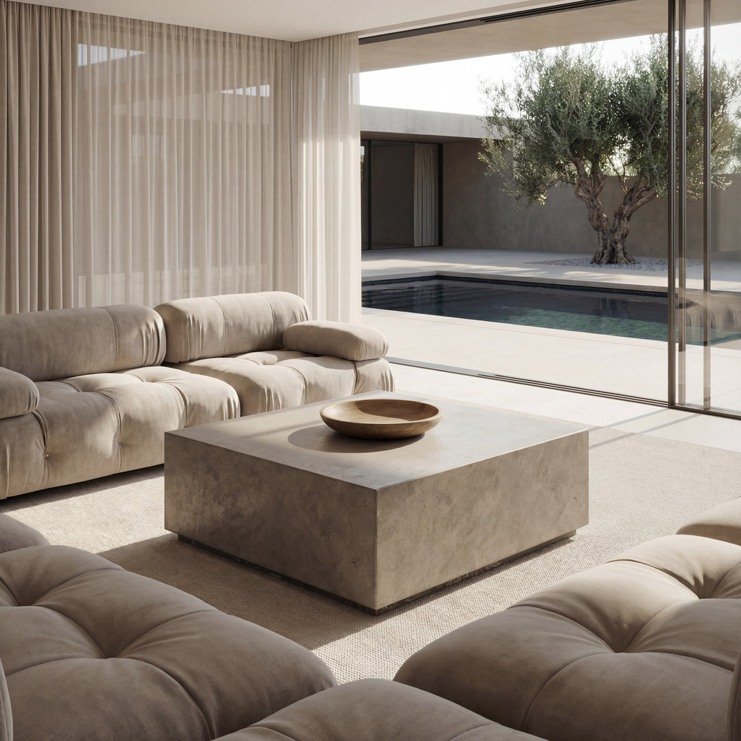 Bloc Square Indoor/Outdoor Concrete Coffee Table - Dark Grey