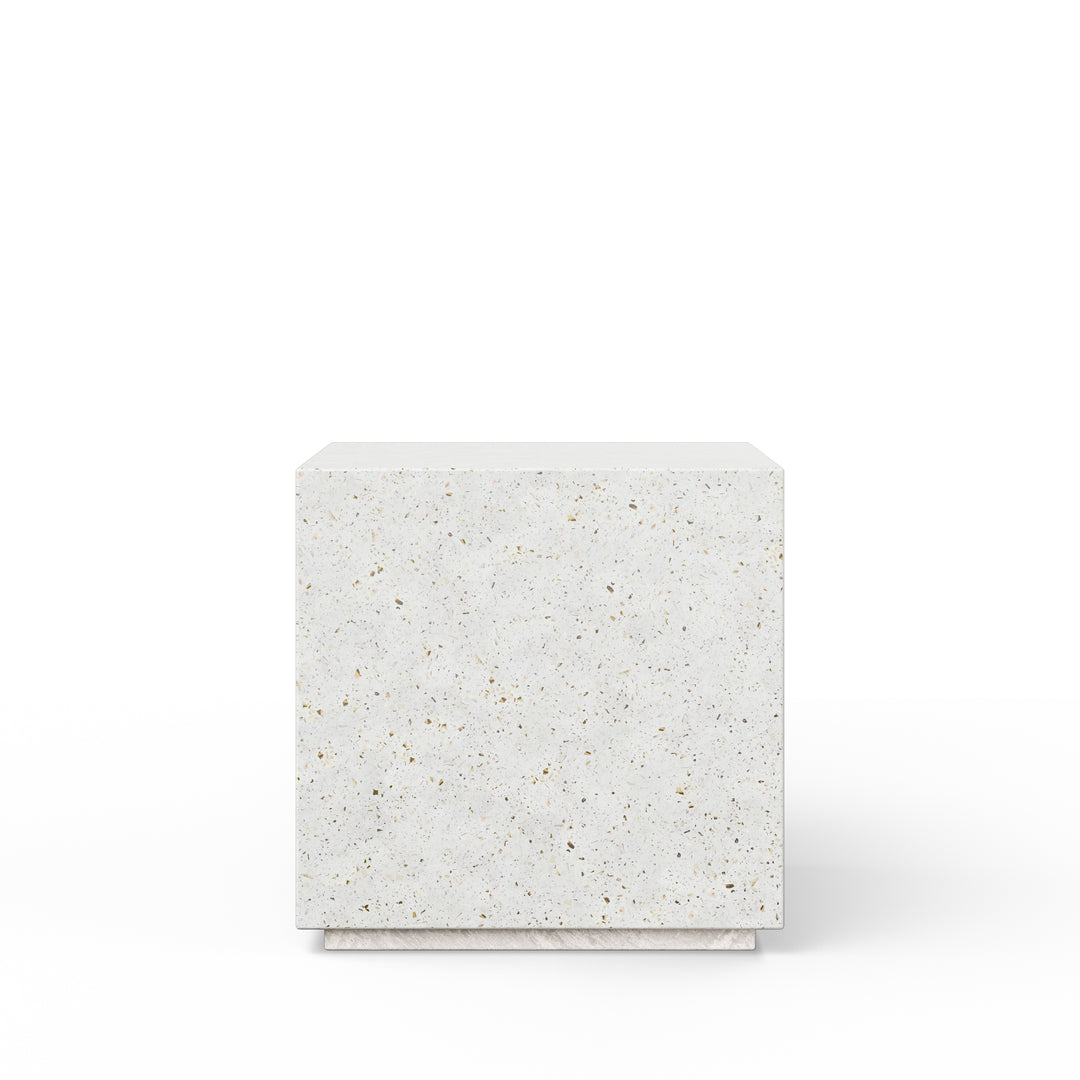 Bloc Indoor/Outdoor Concrete End Table - Ivory Terrazzo