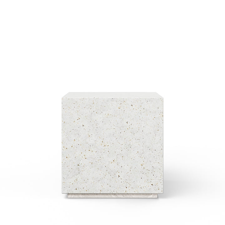 Bloc Indoor/Outdoor Concrete End Table - Ivory Terrazzo