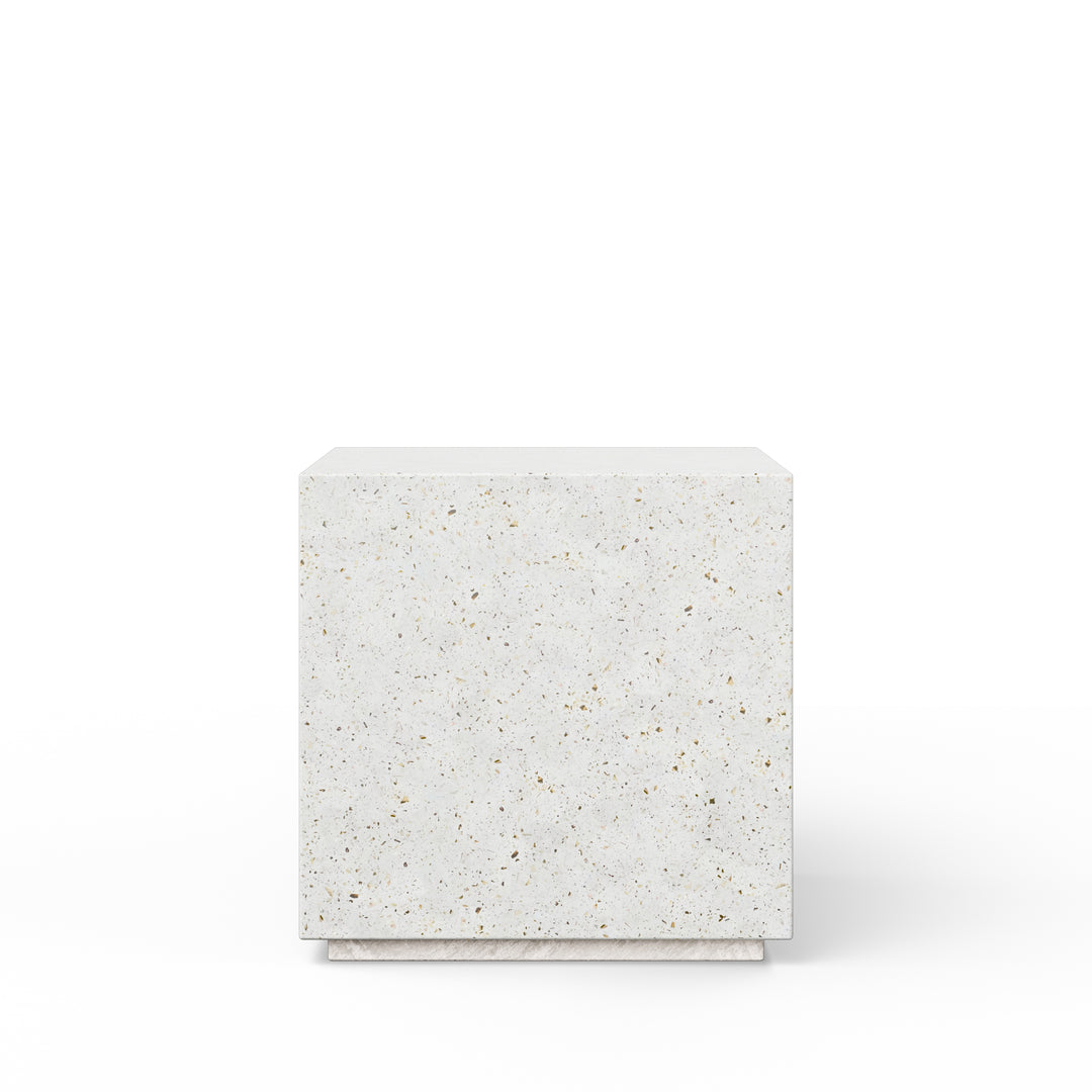 Bloc Indoor/Outdoor Concrete End Table - Ivory Terrazzo