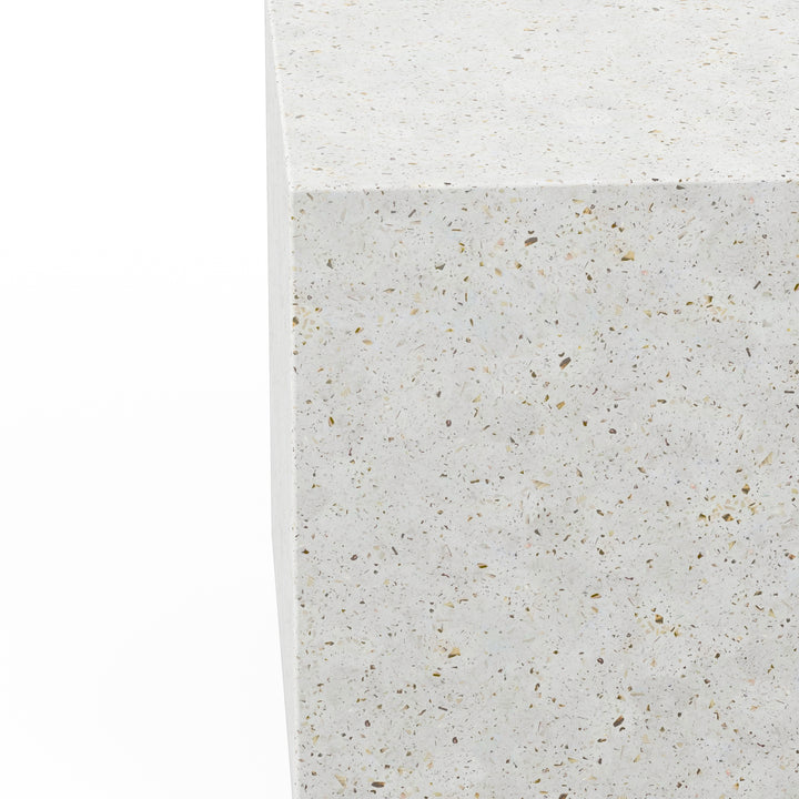 Bloc Indoor/Outdoor Concrete End Table - Ivory Terrazzo