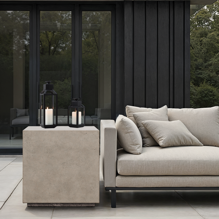 Bloc Indoor/Outdoor Concrete End Table - Dark Grey lifestyle