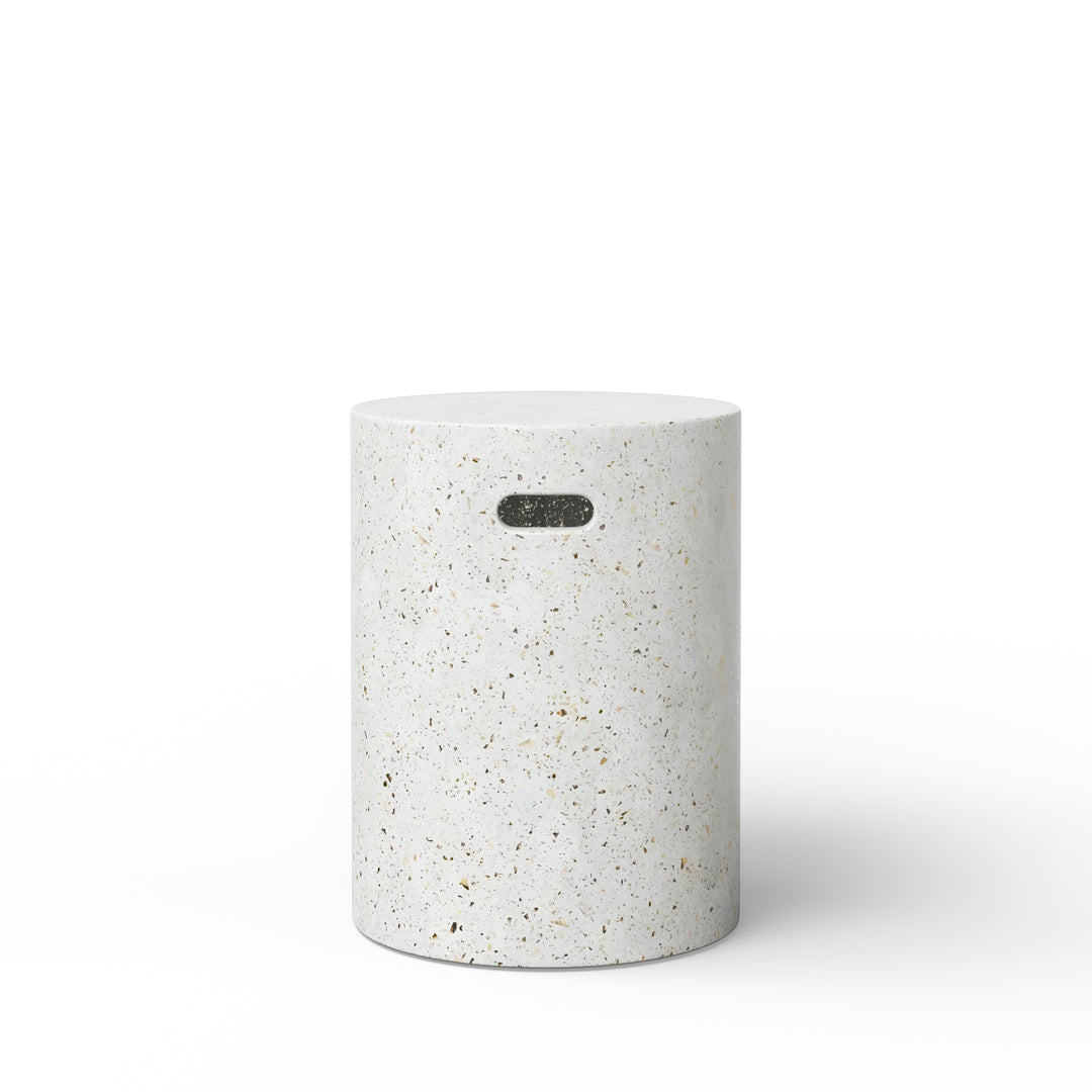 Cylinder Indoor/Outdoor Concrete Stool - Ivory Terrazzo