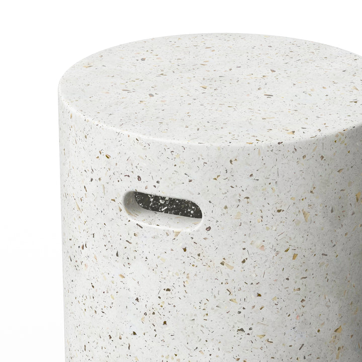 Cylinder Indoor/Outdoor Concrete Stool - Ivory Terrazzo