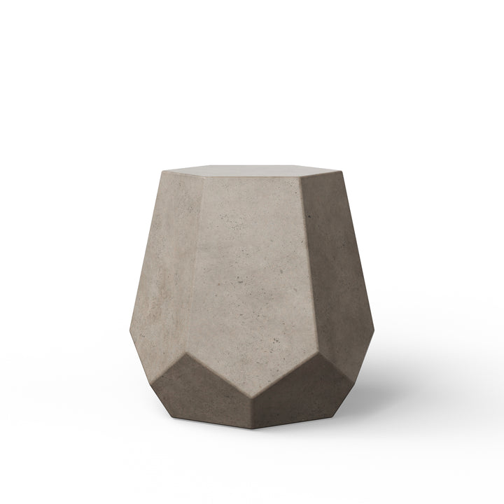Faceted Indoor/Outdoor Concrete End Table - Dark Grey
