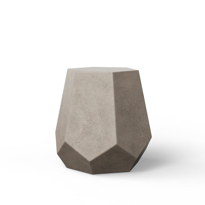 Faceted Indoor/Outdoor Concrete End Table - Dark Grey