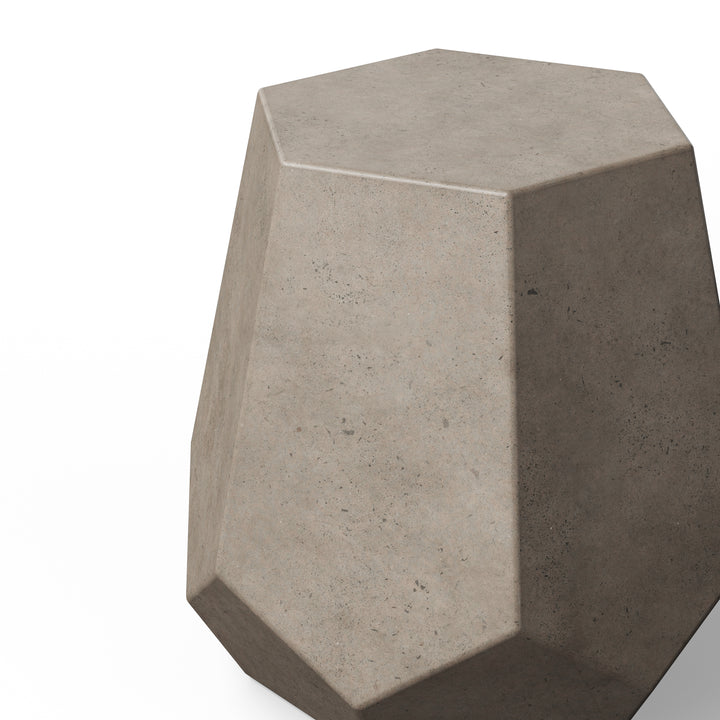 Faceted Indoor/Outdoor Concrete End Table - Dark Grey