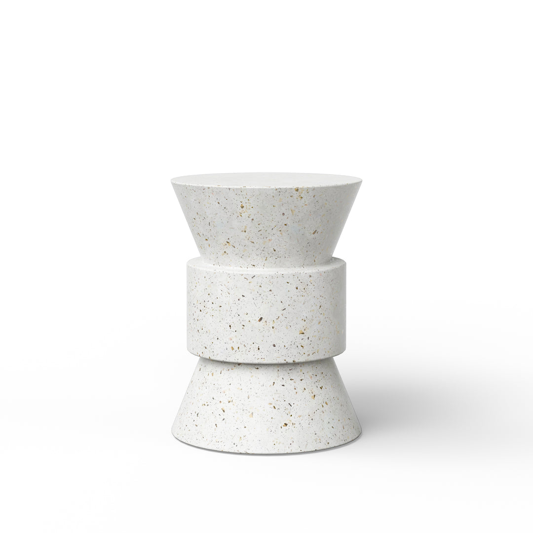 Jackson Indoor/Outdoor Concrete End Table - Ivory Terrazzo