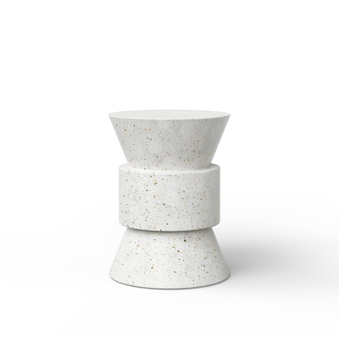 Jackson Indoor/Outdoor Concrete End Table - Ivory Terrazzo