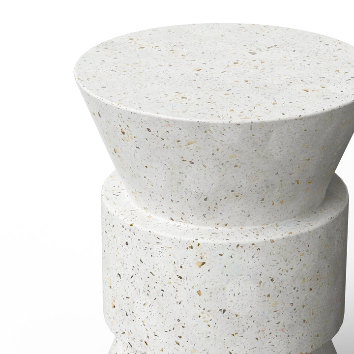 Jackson Indoor/Outdoor Concrete End Table - Ivory Terrazzo