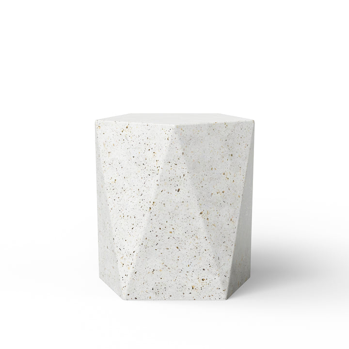 Kelson Indoor/Outdoor Concrete End Table - Ivory Terrazzo