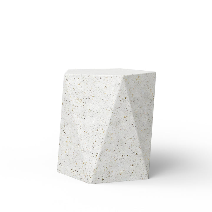 Kelson Indoor/Outdoor Concrete End Table - Ivory Terrazzo