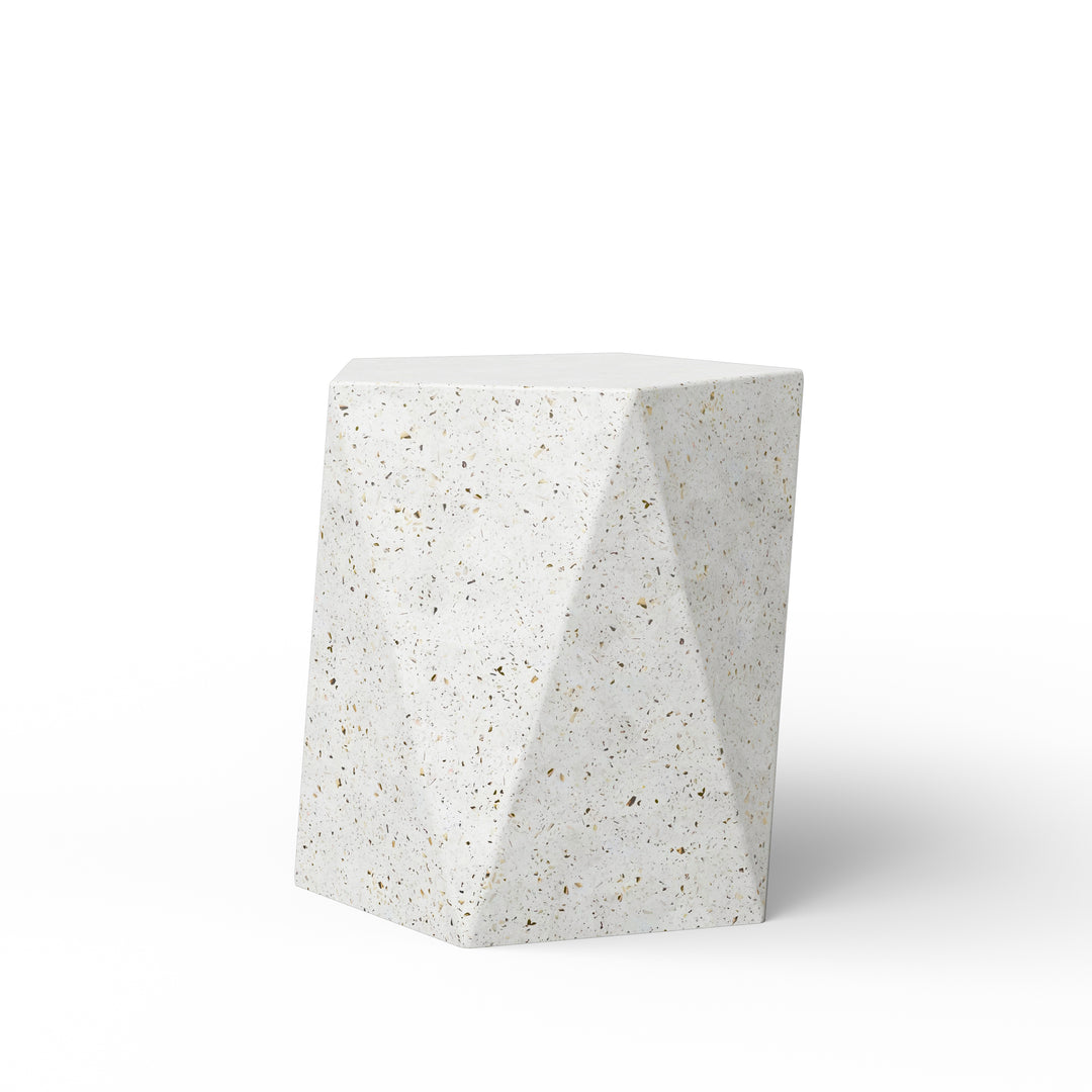 Kelson Indoor/Outdoor Concrete End Table - Ivory Terrazzo