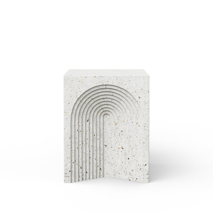 Orion Indoor/Outdoor Concrete End Table - Ivory Terrazzo