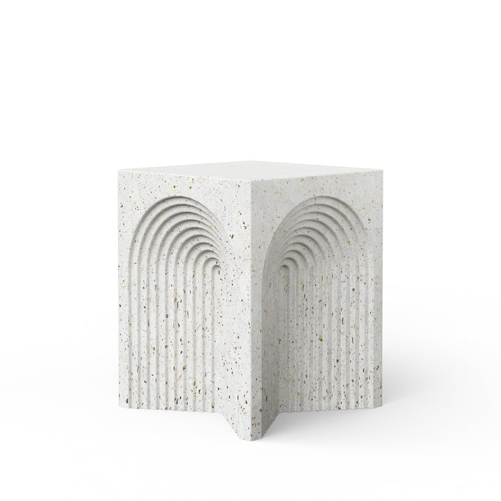 Orion Indoor/Outdoor Concrete End Table - Ivory Terrazzo