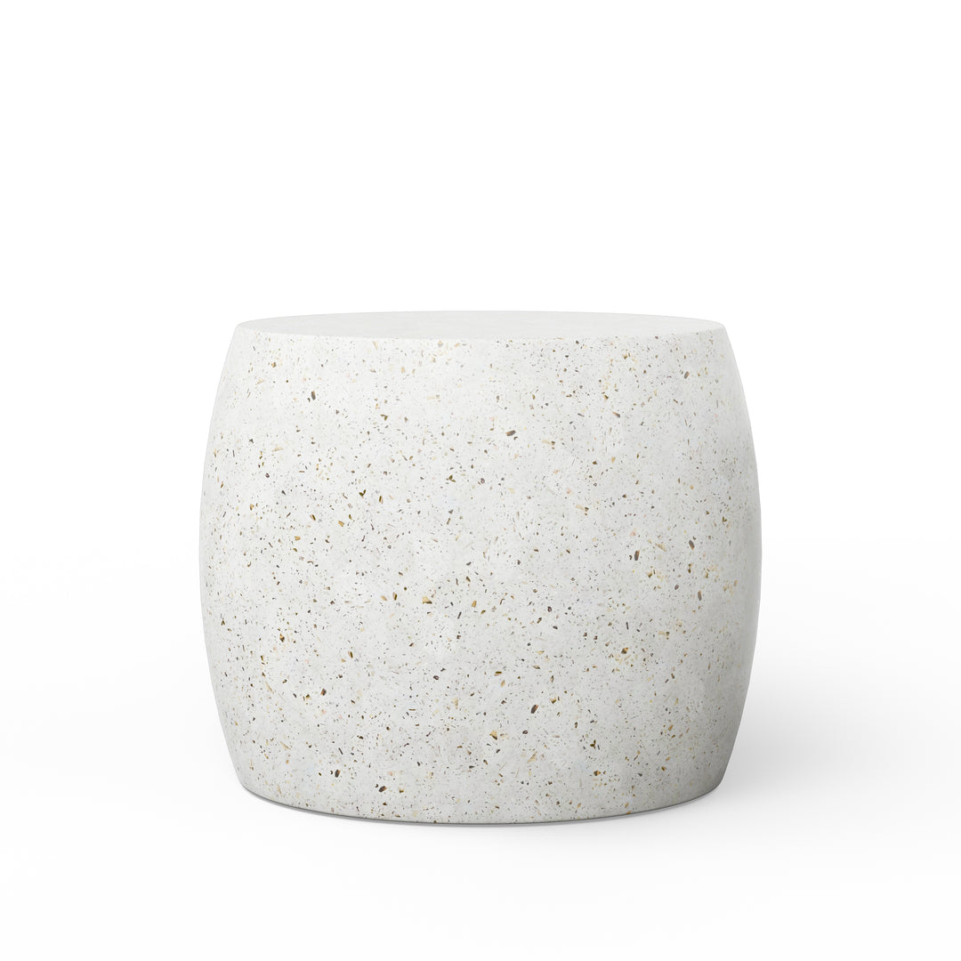 Pebble Indoor/Outdoor Concrete End Table - Ivory Terrazzo