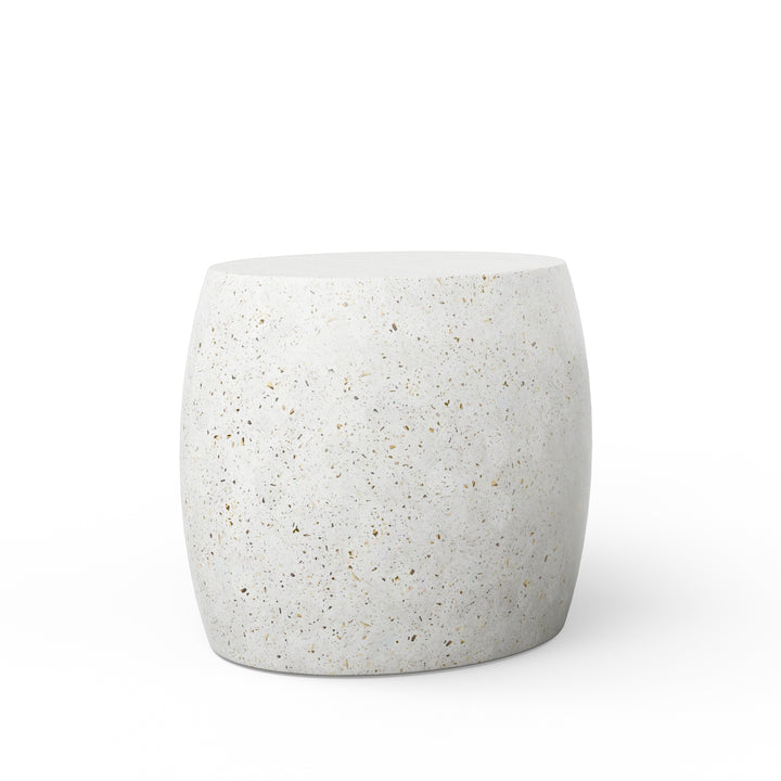 Pebble Indoor/Outdoor Concrete End Table - Ivory Terrazzo