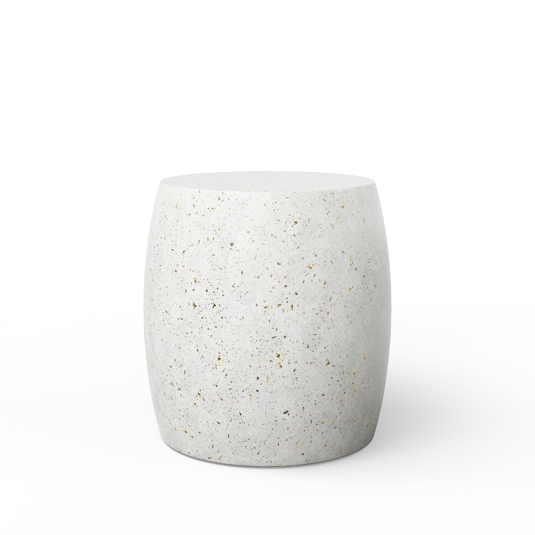 Pebble Indoor/Outdoor Concrete End Table - Ivory Terrazzo