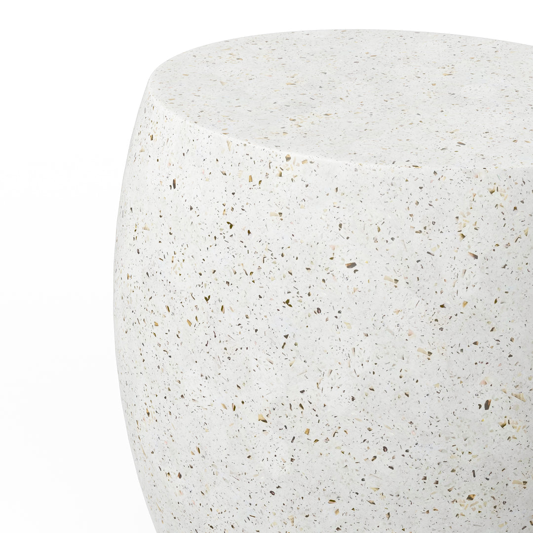 Pebble Indoor/Outdoor Concrete End Table - Ivory Terrazzo