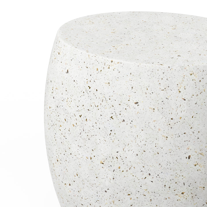 Pebble Indoor/Outdoor Concrete End Table - Ivory Terrazzo