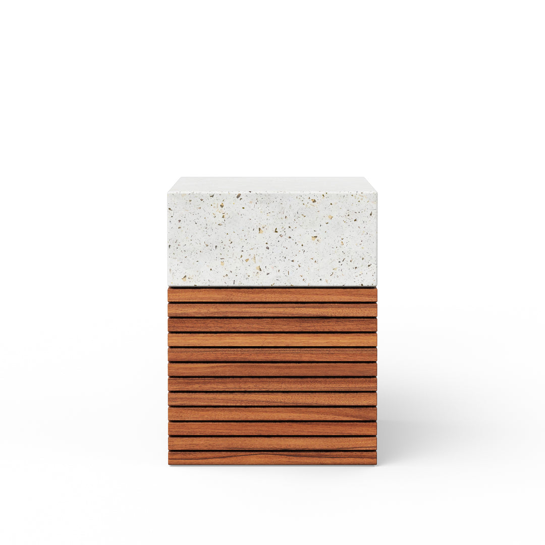 Stecca Alto Concrete and Teak End Table