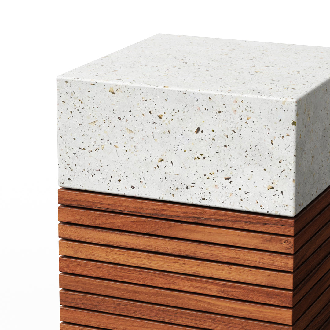 Stecca Alto Concrete and Teak End Table