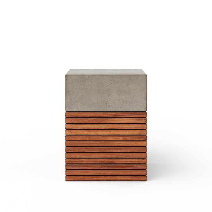 Stecca Alto Concrete and Teak End Table - Dark Grey