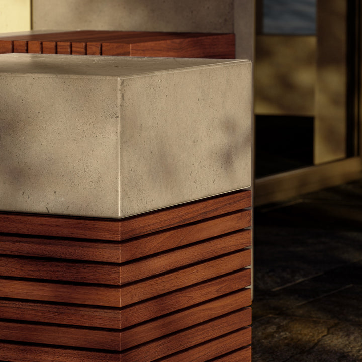 Stecca Alto Concrete and Teak End Table