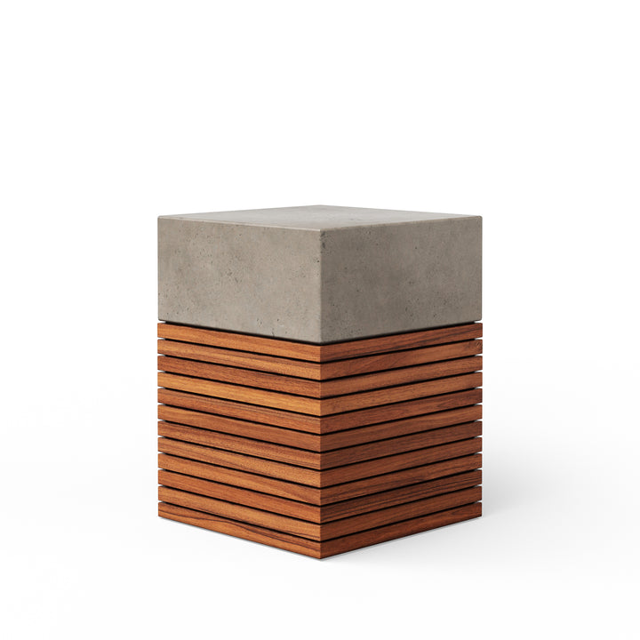 Stecca Alto Concrete and Teak End Table