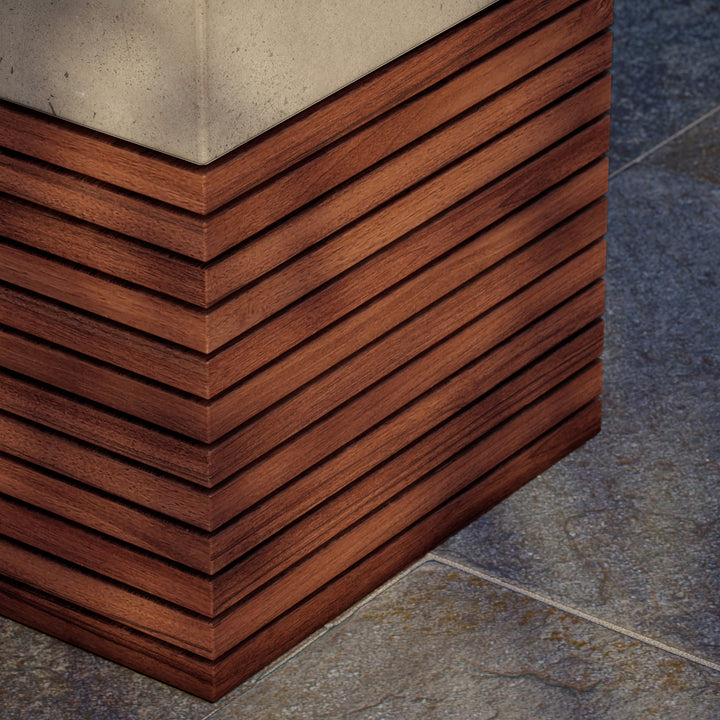 Stecca Alto Concrete and Teak End Table
