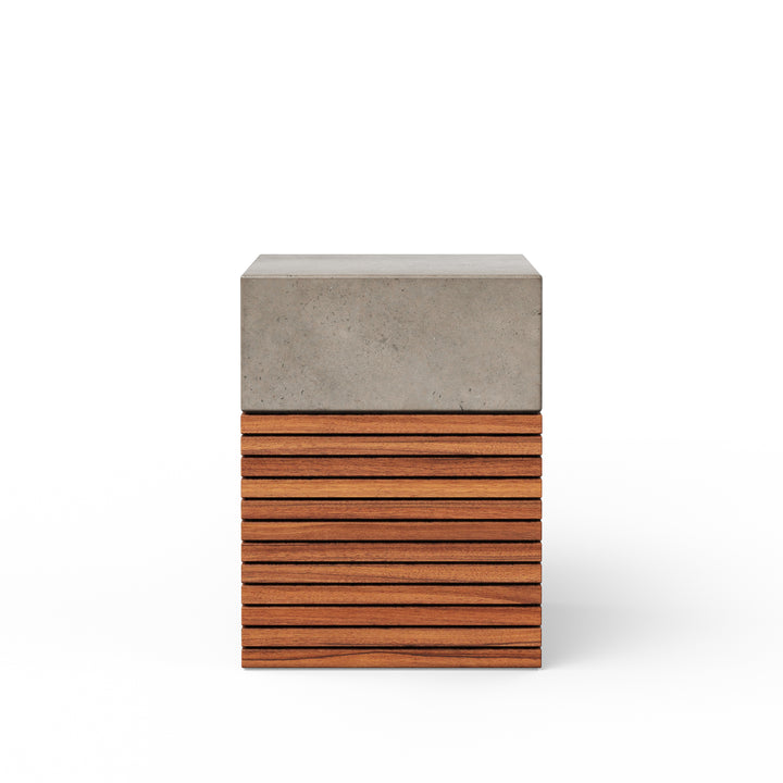 Stecca Alto Concrete and Teak End Table