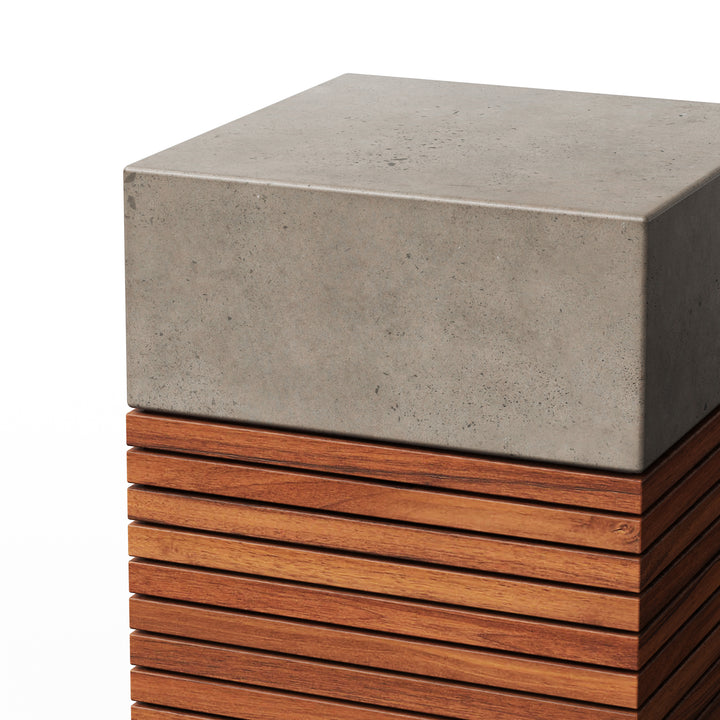 Stecca Alto Concrete and Teak End Table