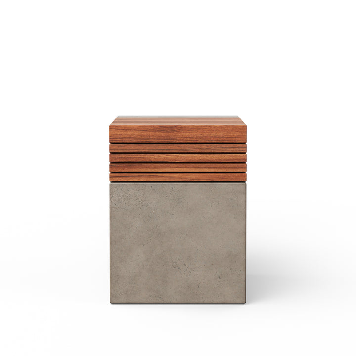 Stecca Cascata Concrete and Teak End Table - Dark Grey