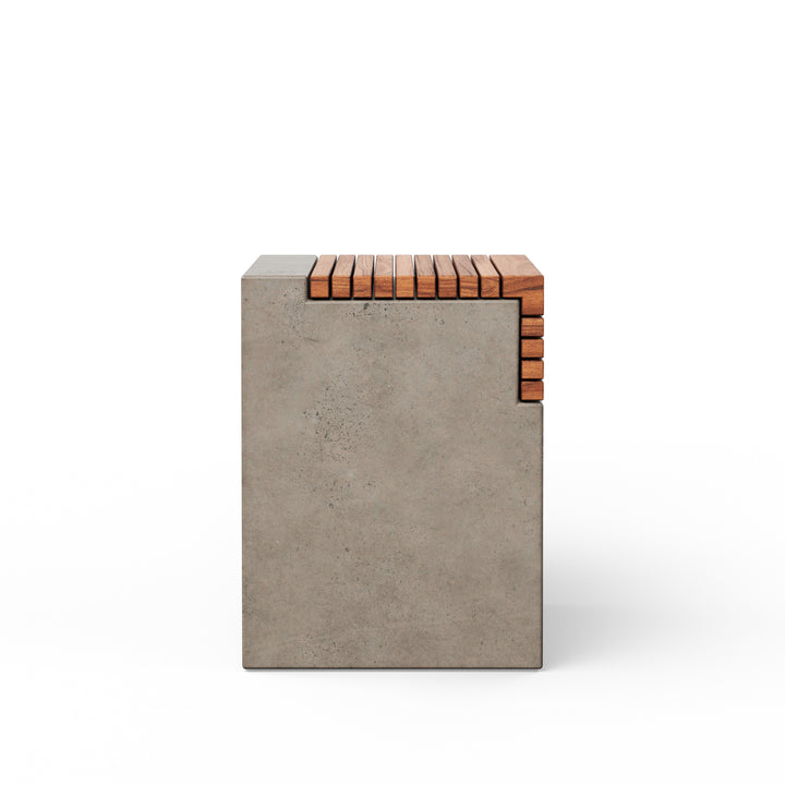 Stecca Cascata Concrete and Teak End Table - Dark Grey