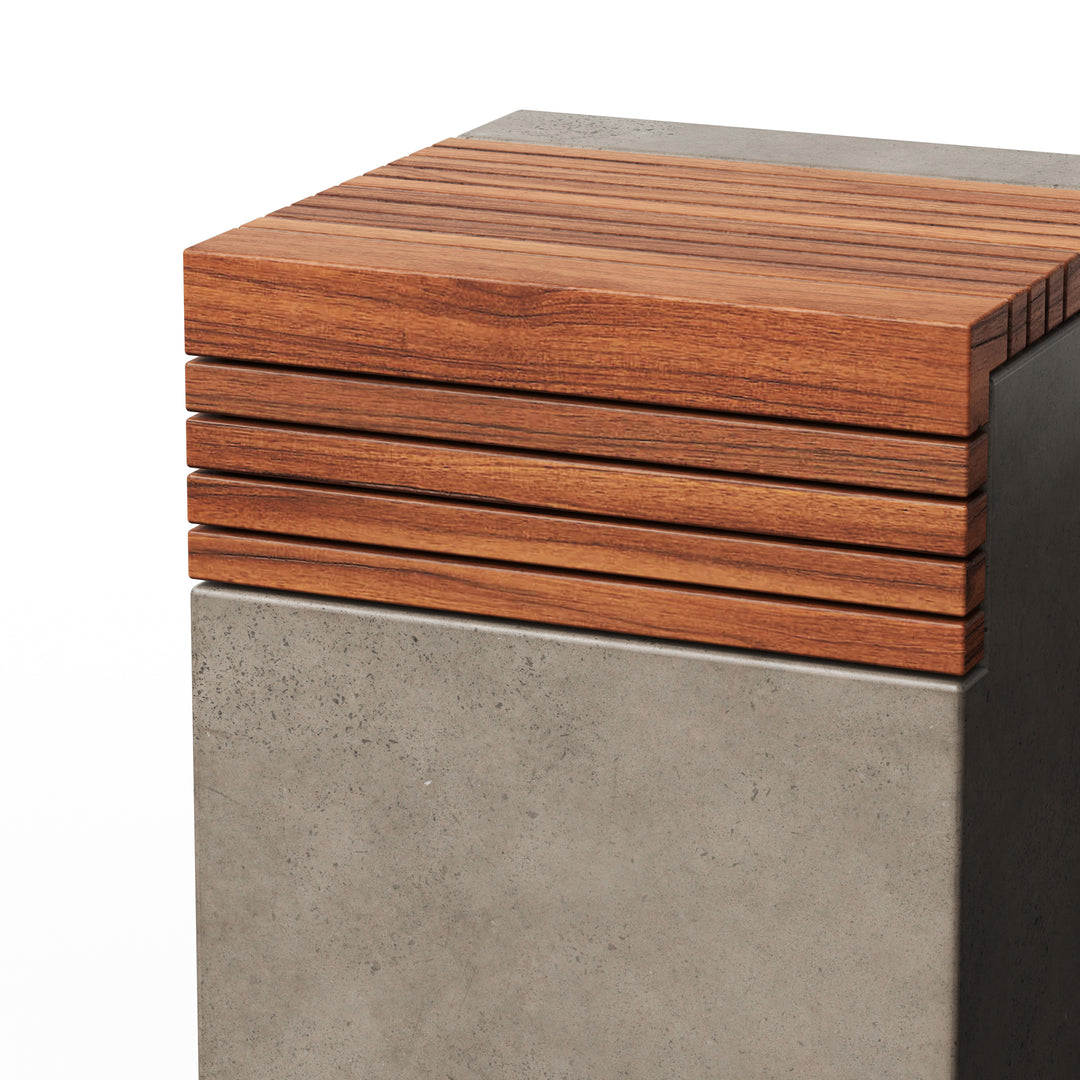 Stecca Cascata Concrete and Teak End Table