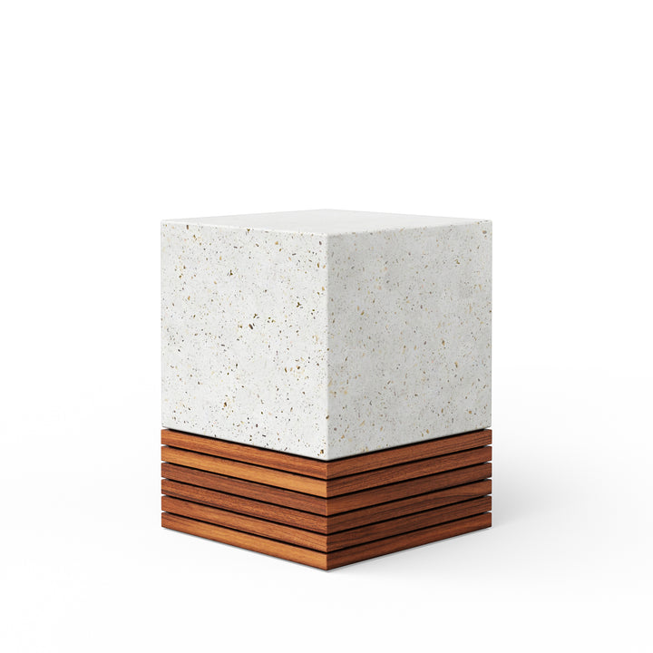 Stecca Corto Concrete and Teak End Table