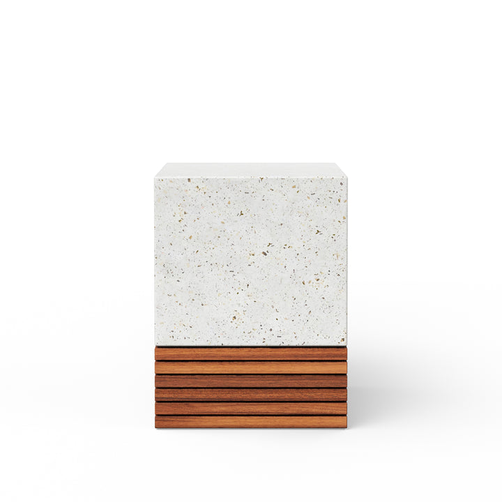 Stecca Corto Concrete and Teak End Table