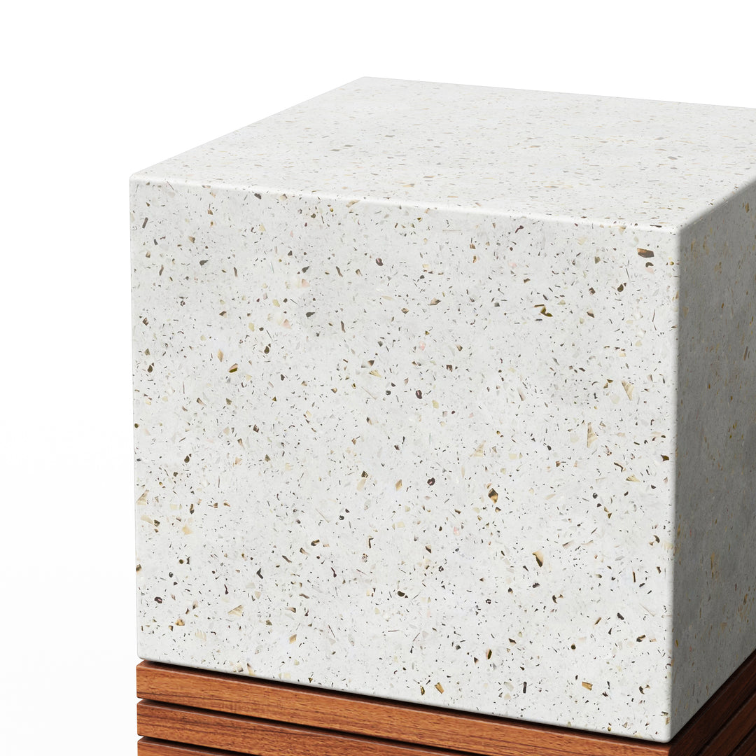 Stecca Corto Concrete and Teak End Table