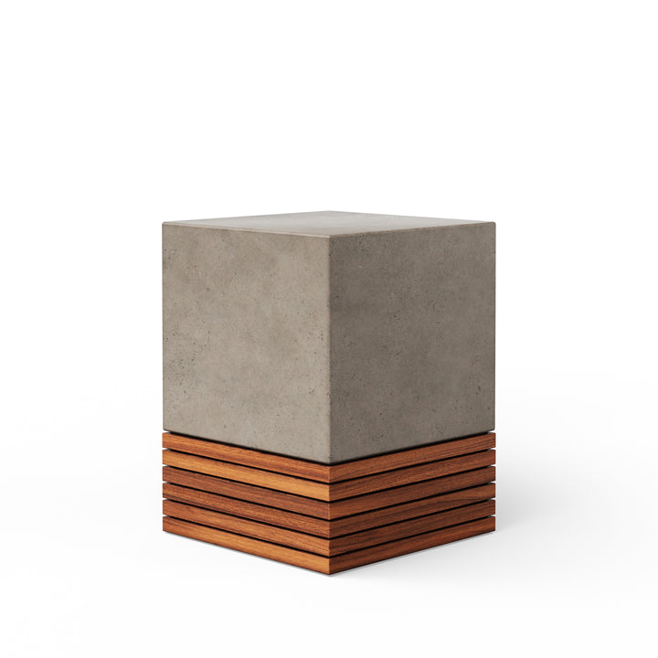Stecca Corto Concrete and Teak End Table