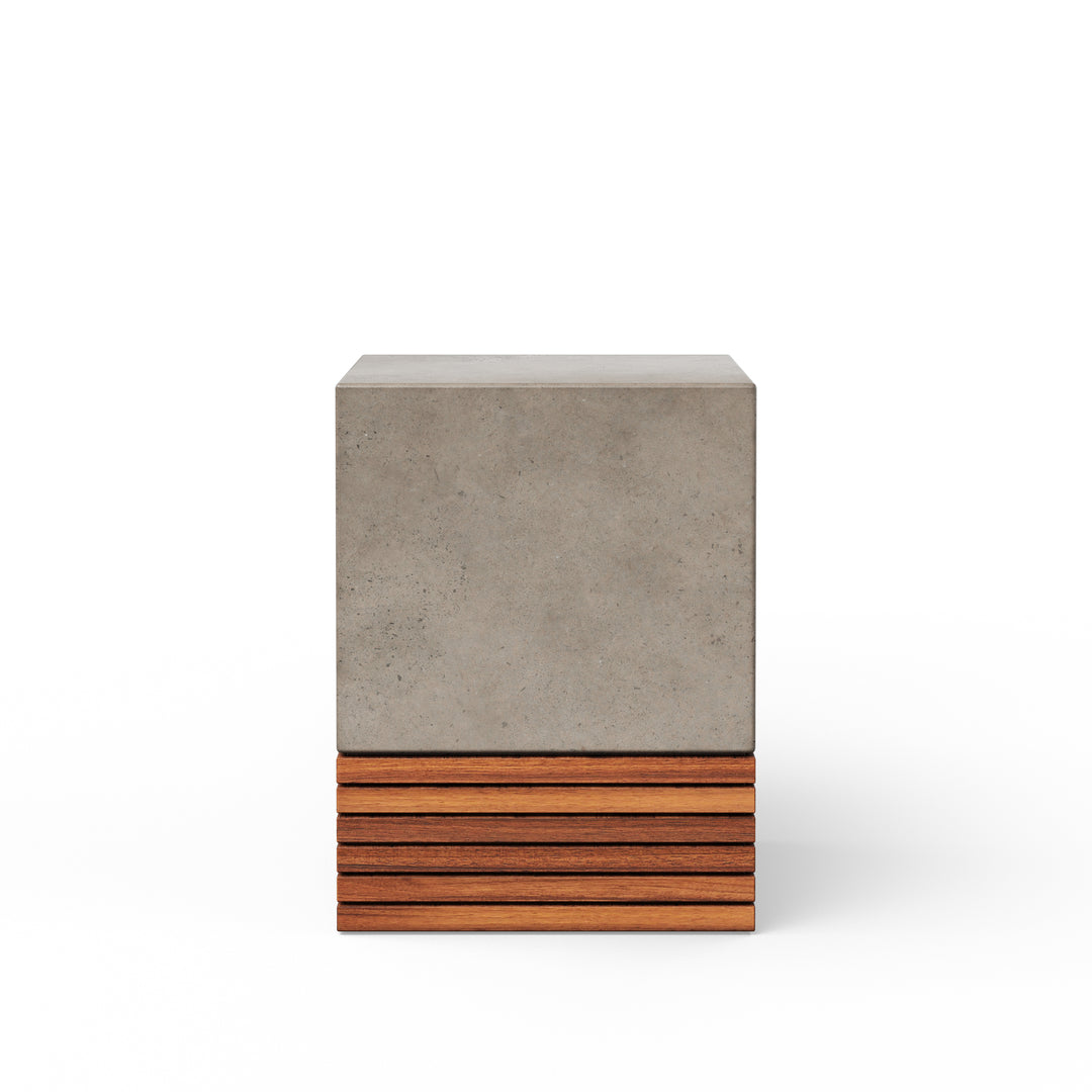 Stecca Corto Concrete and Teak End Table