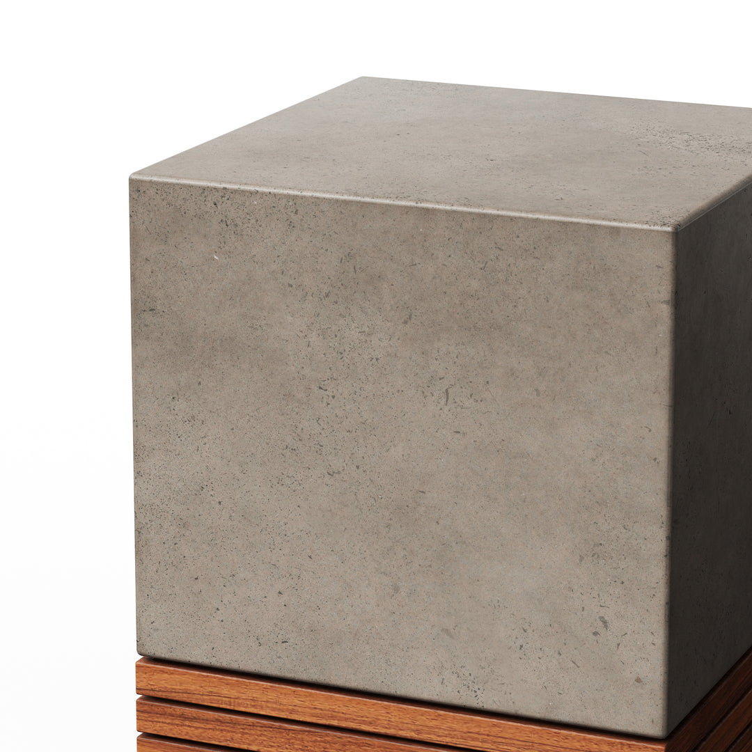 Stecca Corto Concrete and Teak End Table