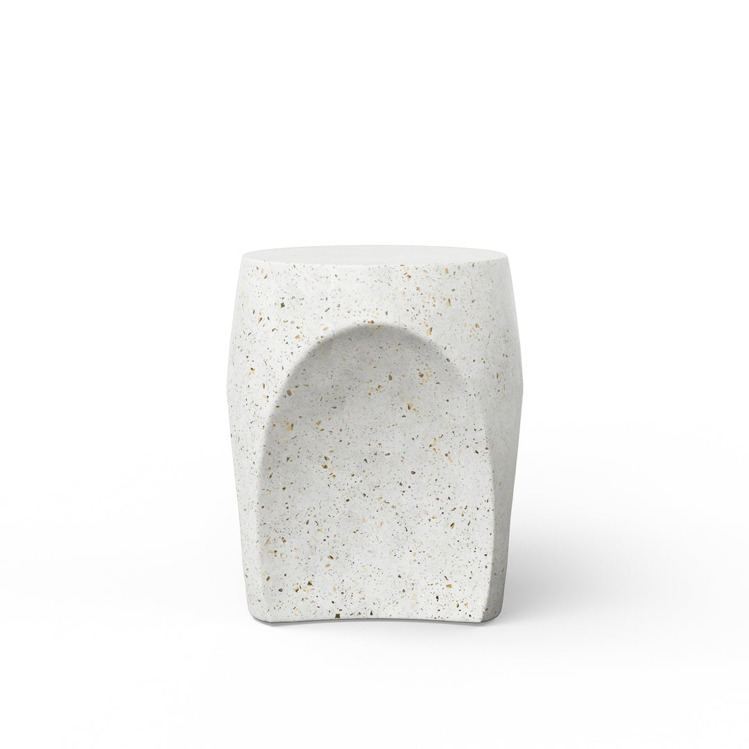 Thalia Indoor/Outdoor Concrete End Table - Ivory Terrazzo