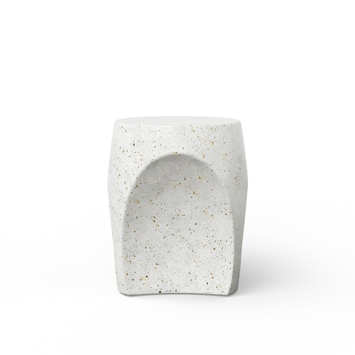 Thalia Indoor/Outdoor Concrete End Table - Ivory Terrazzo