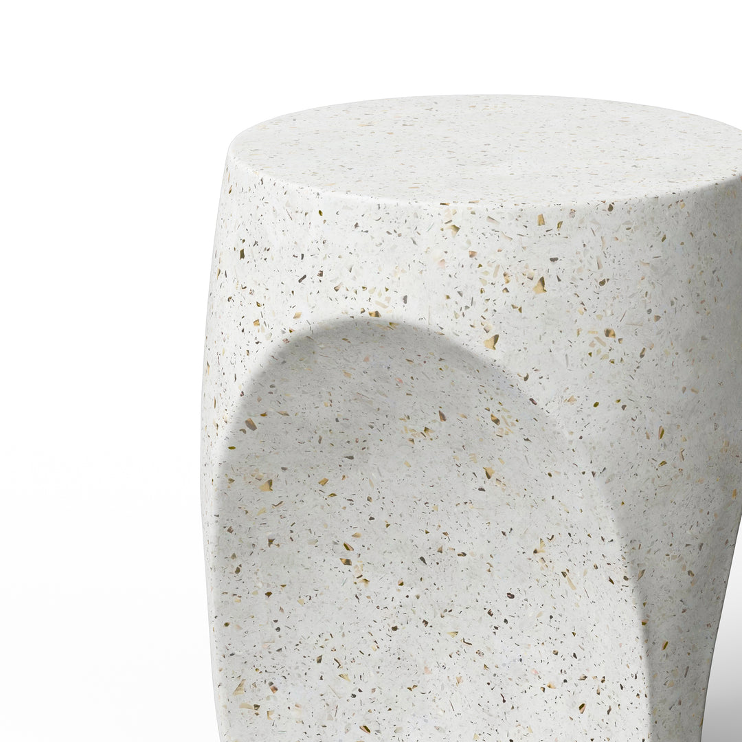 Thalia Indoor/Outdoor Concrete End Table - Ivory Terrazzo