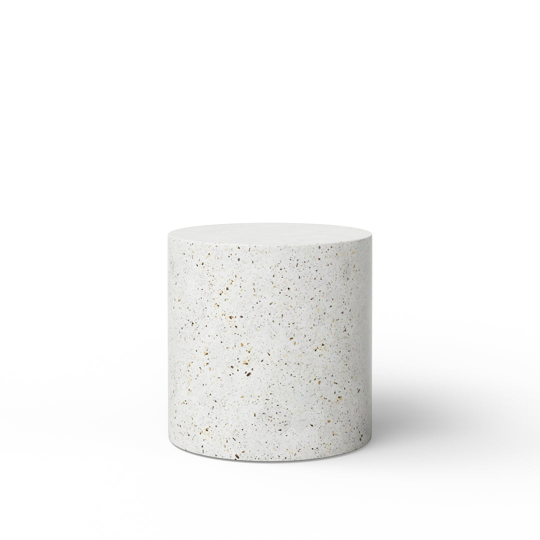 Una Indoor/Outdoor Concrete Pedestal - Ivory Terrazzo