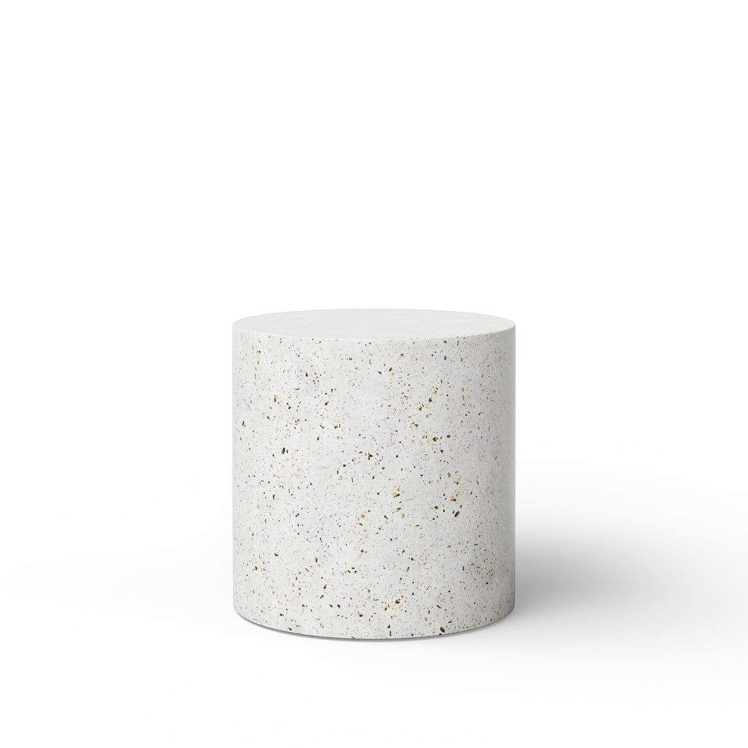 Una Indoor/Outdoor Concrete Pedestal - Ivory Terrazzo