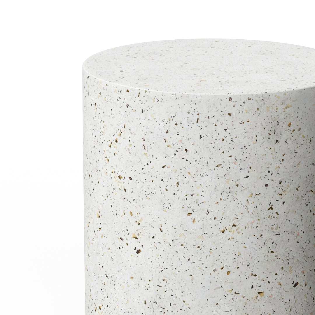 Una Indoor/Outdoor Concrete Pedestal - Ivory Terrazzo