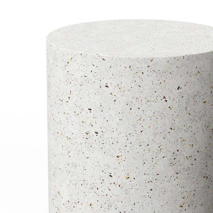 Una Indoor/Outdoor Concrete Pedestal - Ivory Terrazzo