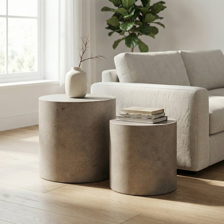 Una Indoor/Outdoor Concrete Pedestal - Dark Grey lifestyle